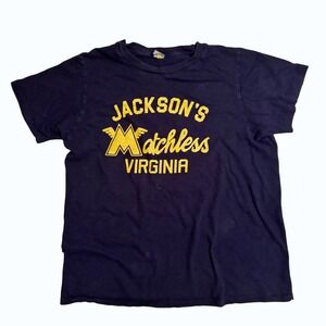 Velva Sheen T-Shirt Large Navy Blue VTG Jacksons Matchless Virginia Graphic USA